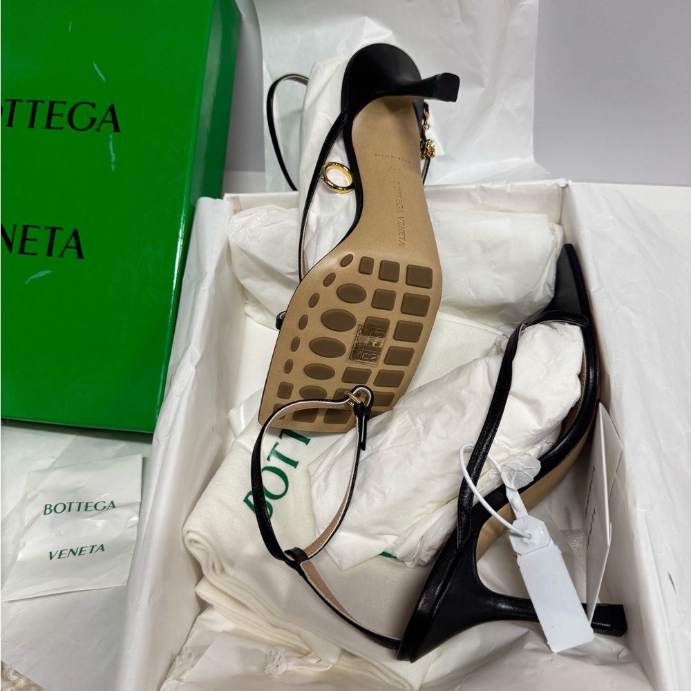 Bottega Veneta Black Stretch Ankle Sandal